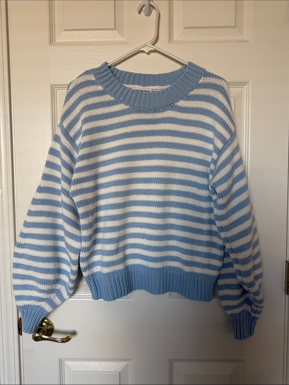 Princess Polly Blue and White Striped Crewneck Sweater